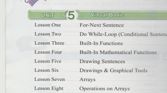 Figure 4. Grade 9 programming lessons in VB