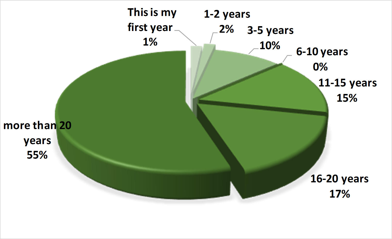 Fig. 4. The experience in school for the participants who attended the workshop sessions.