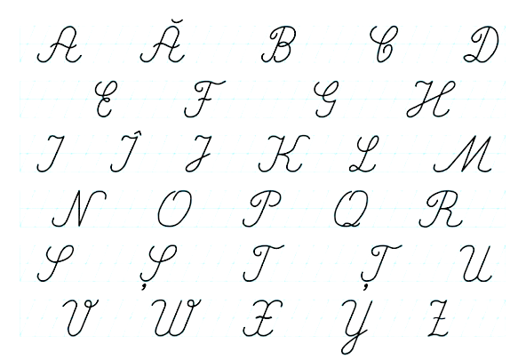 Capital and small cursive letters