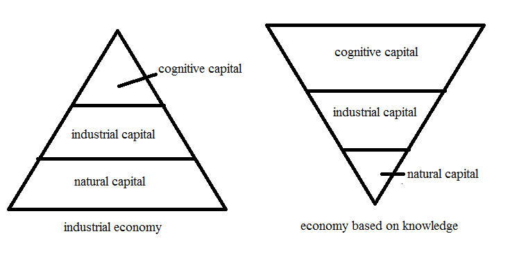 The capital structure of the industrial economy and knowledge economy.