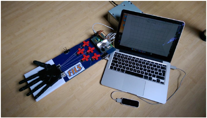 Fig. 2. LMC control of an anthropomorphic robotic hand, from 