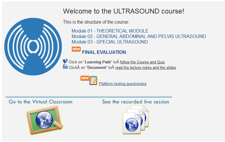 Types of learning objects for the ultrasound training module 
