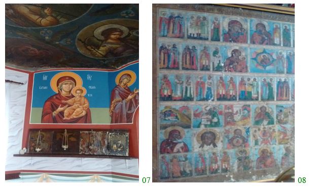 Figure 07: Murals, Figure 08: Russian (Lipovan) multiple icon, 18c. (St.Sergius Church, Climăuți). Figures 07, 08 – Photographs taken by Marina Vraciu