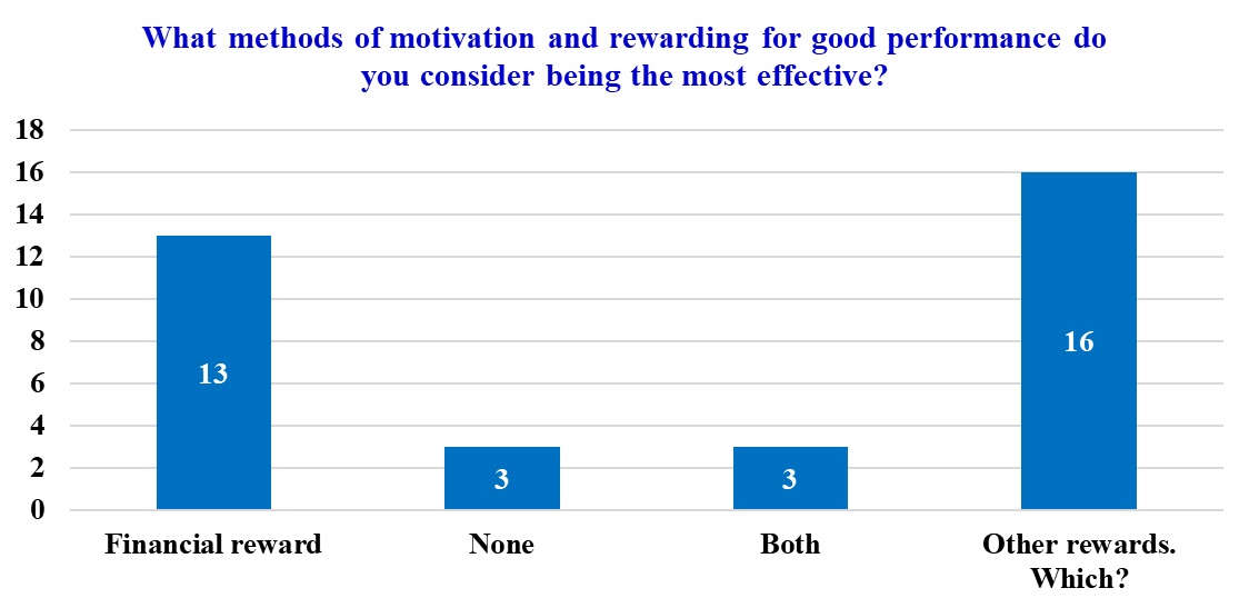 Methods of motivation and rewarding for young external public auditors (Source: author’s
      processing)
