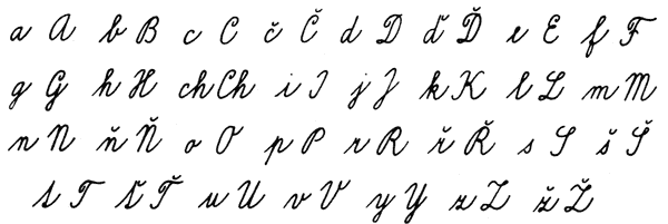 Czech written alphabet of font-bound