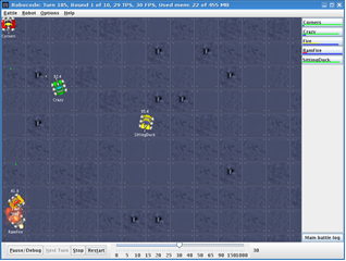 The main window of Robocode simulator.