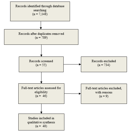 Literature search process for identification of studies