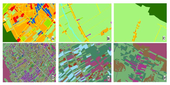 Maps A, B, and C were the original maps extracted from the land-use map acquired from Department of Agriculture Muar year of 2010. Whereas, maps D, E, and F were the updated LULC maps year of 2015.