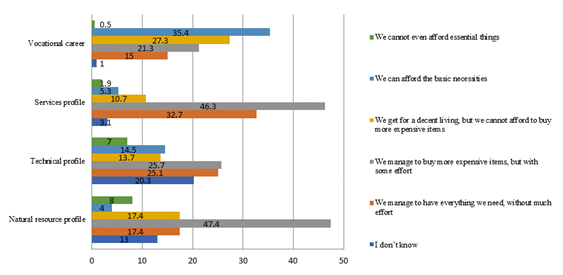 Profile distribution of students according to the family income assessment