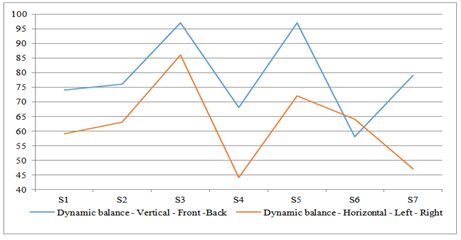 SMP students dynamic balance performance score (%)