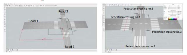 Dimensioning of the infrastructure elements and the input of pedestrian crossings 