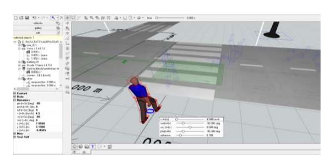 Setting the pre-collision data for the pedestrian