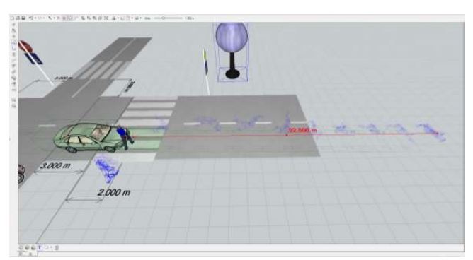 The pedestrian projection distance - graphic method 