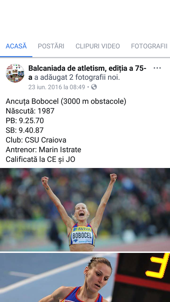 Figure 03. Ancuta Bobocel presentation on the Facebook page created specifically for the competition