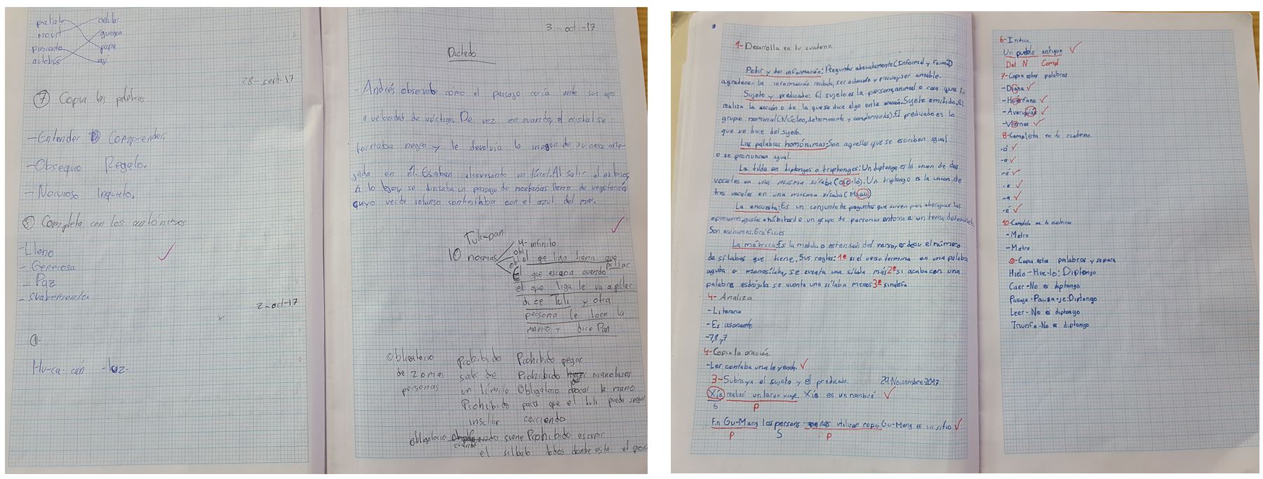 ET's notebook before and after 8 weeks of mindfulness practice