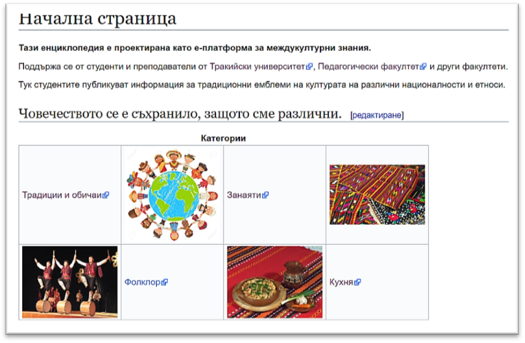 Figure 0 5. The Home page of the Encyclopedia InterWiki with main categories of
      background knowledge