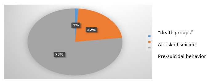 Diagram of percentage ratio of groups at risk of suicide.