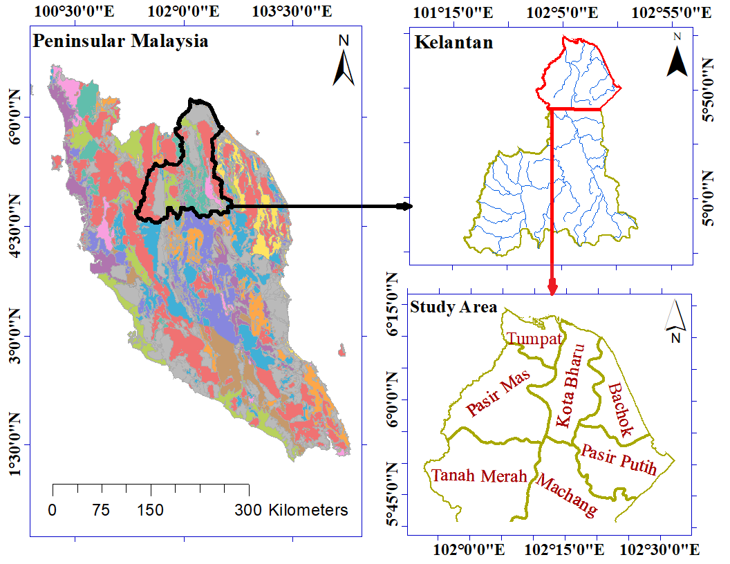 Shows geographical location of the study area