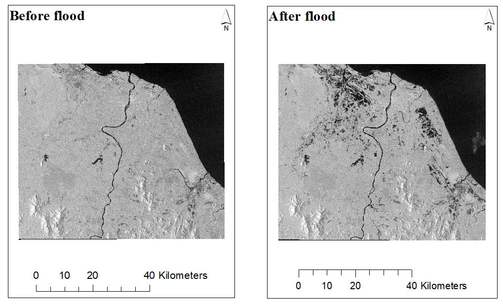 Corrected imageries of either date of before or after event