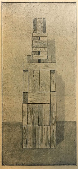 Fire tower made from building material by children aged 4 – 7. Image from the book What toys do our children need? By A. Braun-Gerbo, 1927