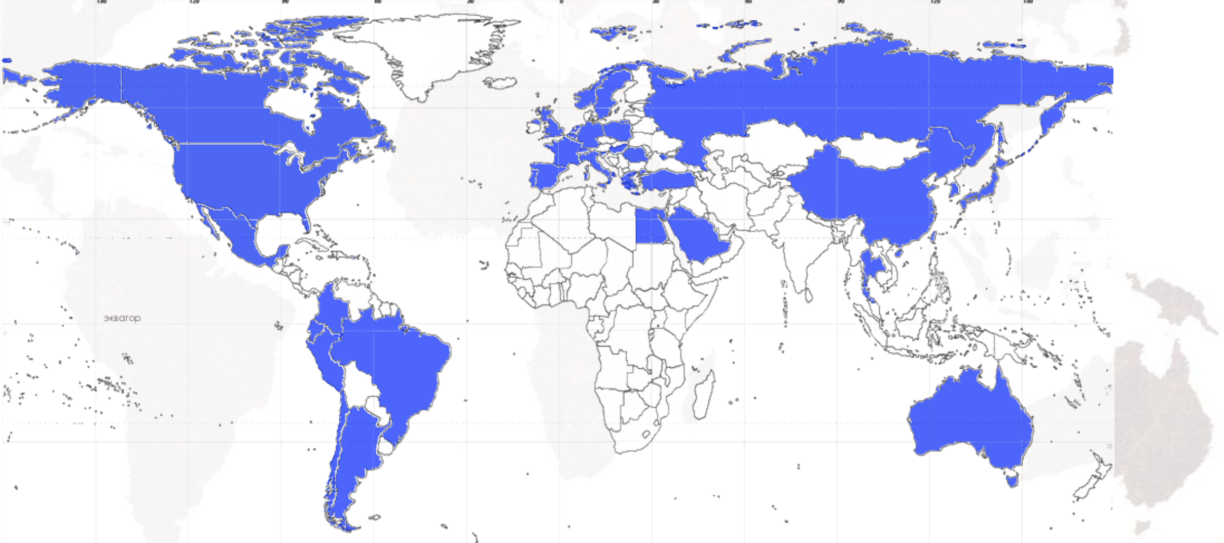 Geography of the online survey of colour professionals