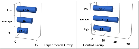 Formed levels of search behavior of students of EG and CG in the ascertaining stage (2016-2017) from 100%.