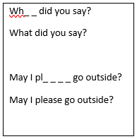 Examples of cloze activities used to reinforce target phonograms.